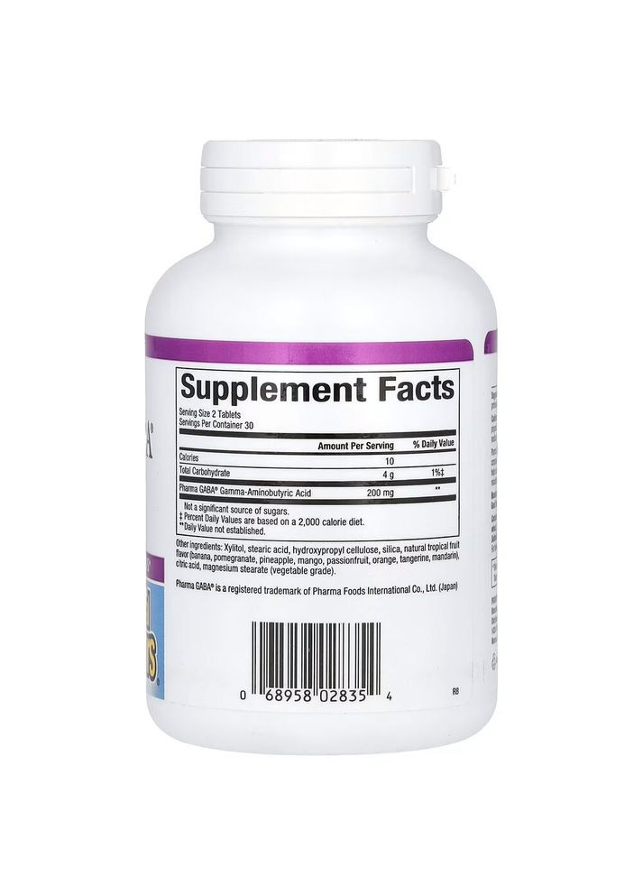 Гамма-аміномасляна кислота Stress-Relax Pharma GABA 100 mg, 60 желеек для спокою Natural Factors (329188350)