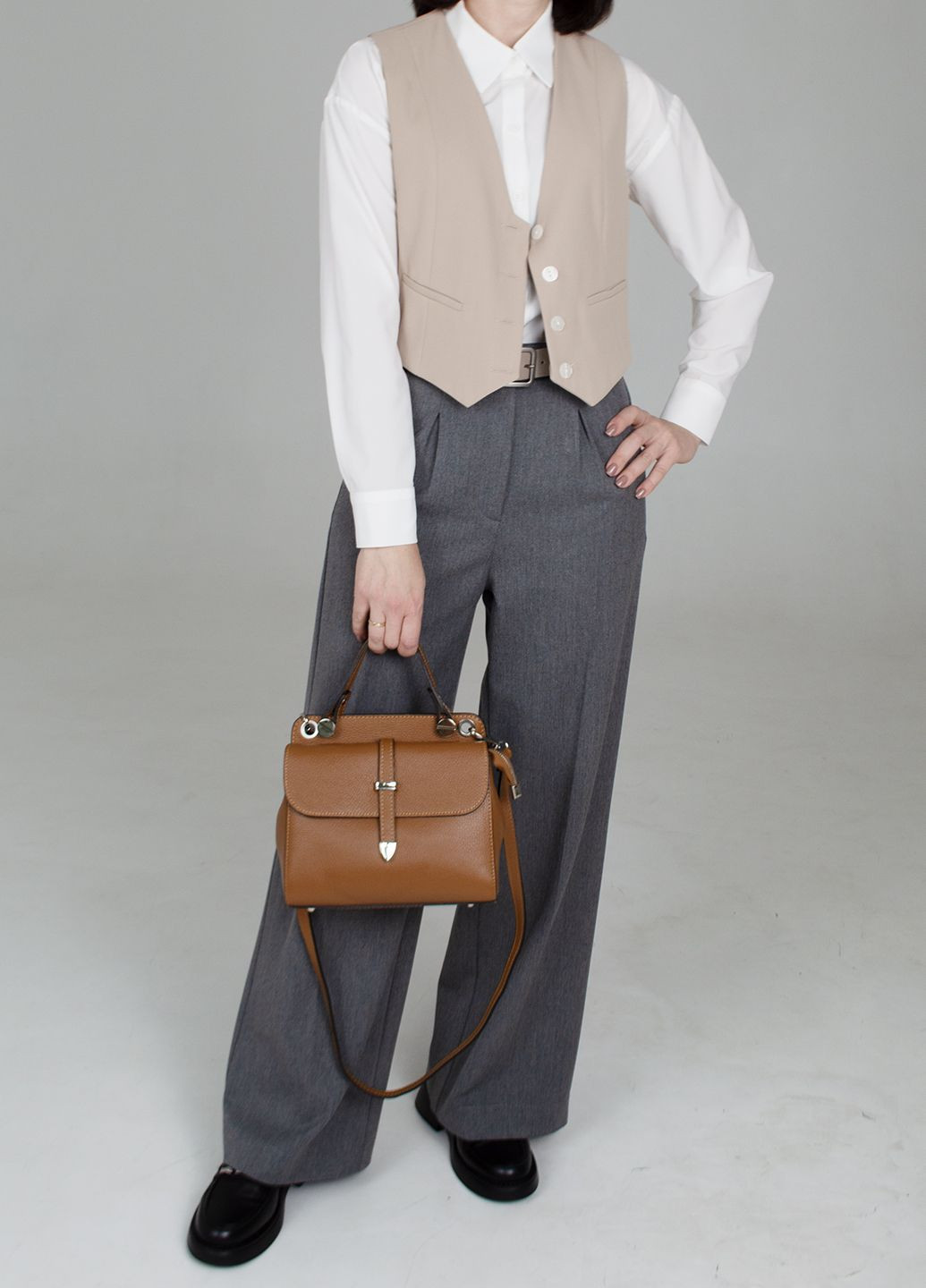 Сумка женская кожаная 03462 на 2 отделения темно-рыжая Virginia Conti (302793445)