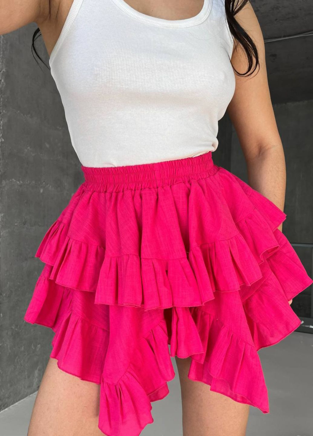 Жіноча багатошарова спідниця з рюшами з льону Tik-Tak (340334752)