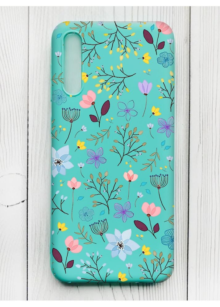 Матовий бірюзовий чохол на Samsung Galaxy A50 (2019) A505/A30s:: Квітковий фон (принт 267) Creative (360669567)