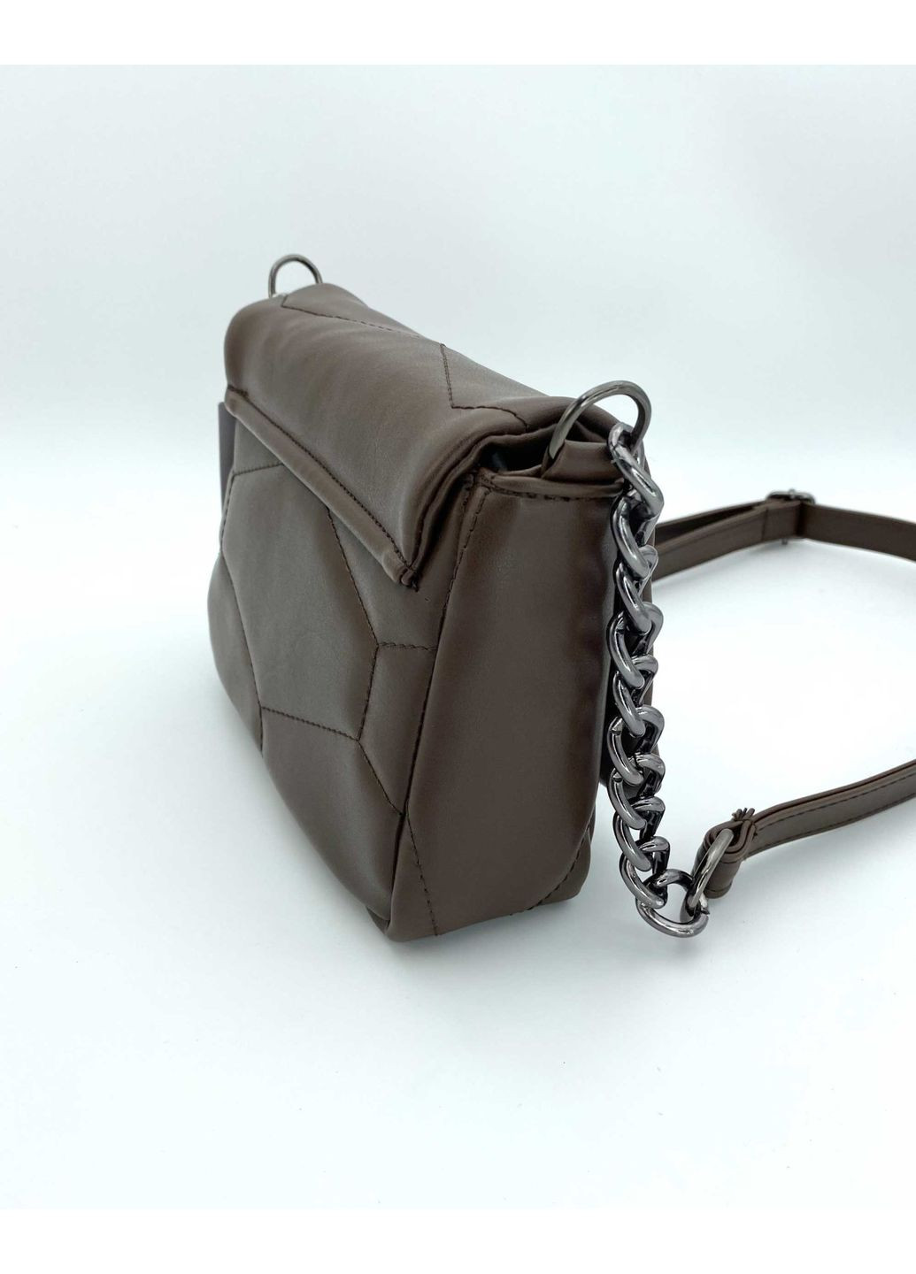 Жіноча сумка коричнева маленька стьобана з екошкіри для повсякденного використання із замком ProDobro (367264241)