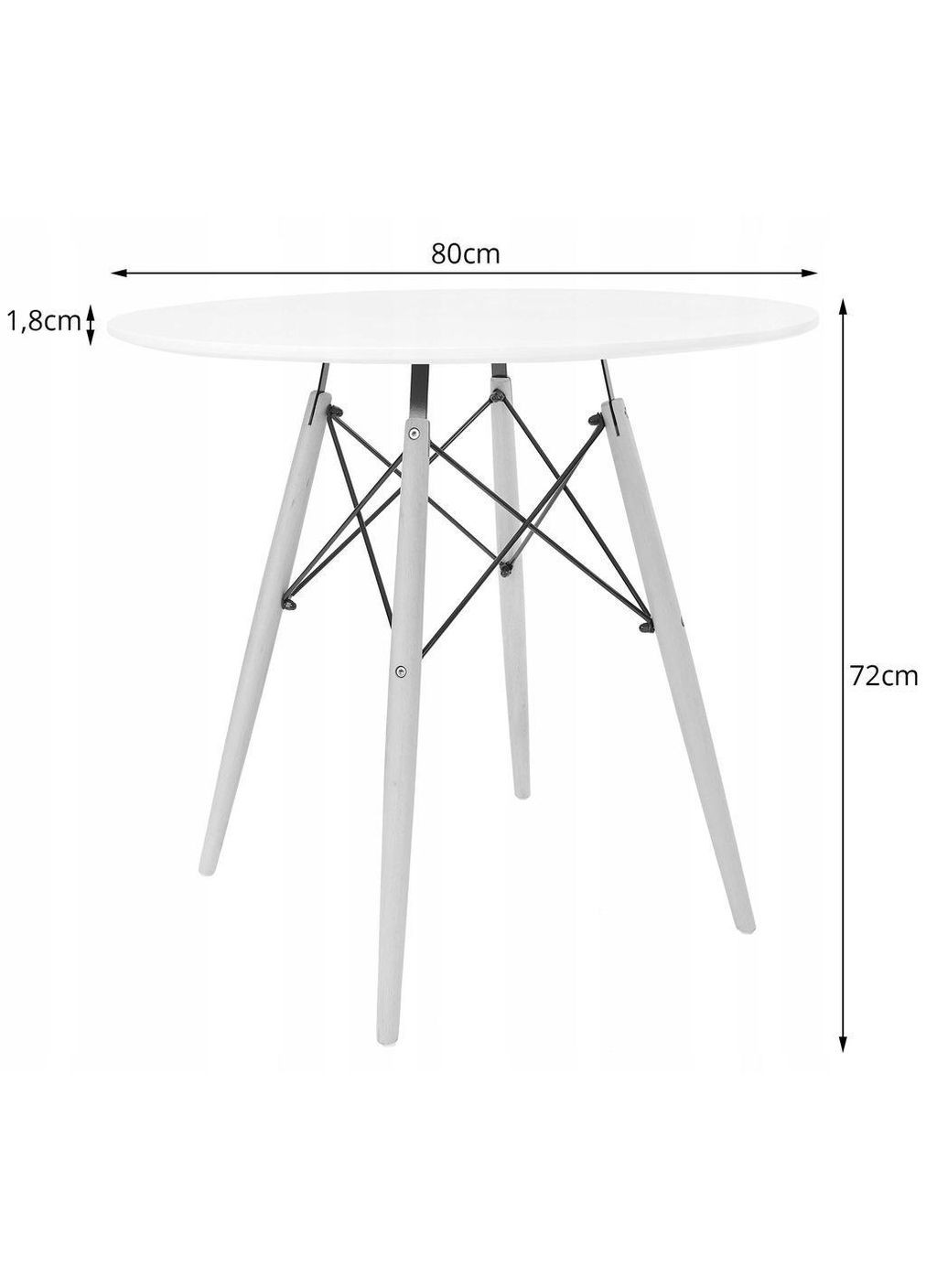 Обідній комплект круглий стіл 80 чорний + 4 стільця LAGO black екошкіра Jumi (346528546)