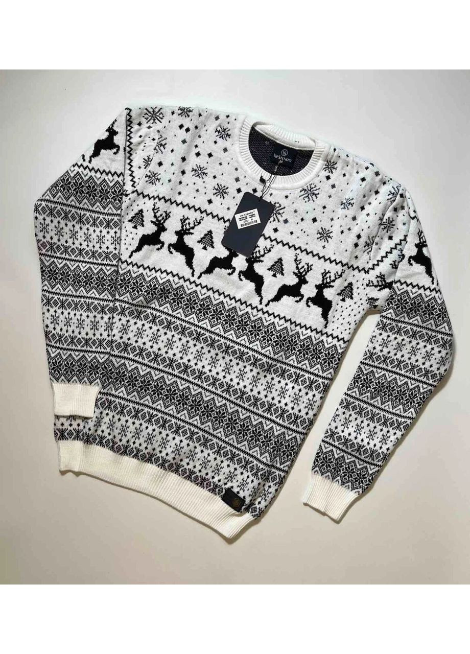 Белый демисезонный 🎄 парные новогодние свитера с вязаным узором vipstendo — замеры в описании DK/DL Мода без кордонів