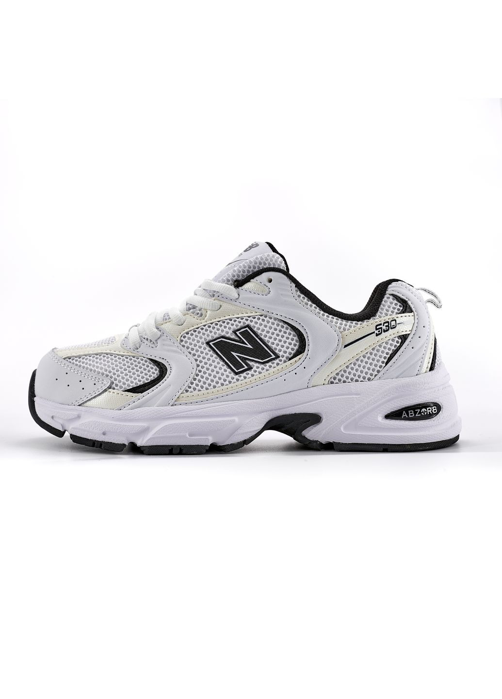 Чорні Осінні кросівки чоловічі new balance 530 white black logo v2 нью беланс 530 No Brand
