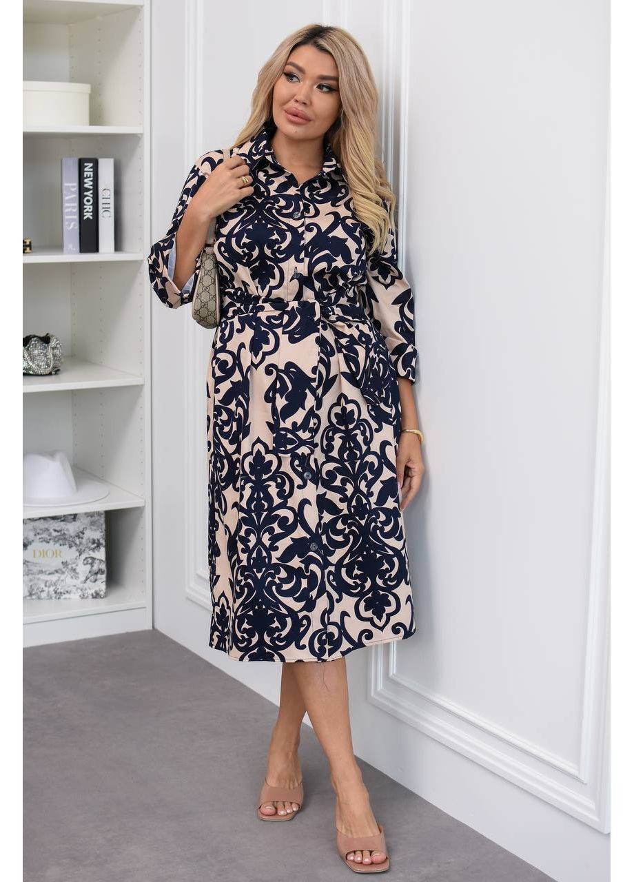 Бежева повсякденний, кежуал жіноча сукня -сорочка сукня-сорочка Style Point однотонна