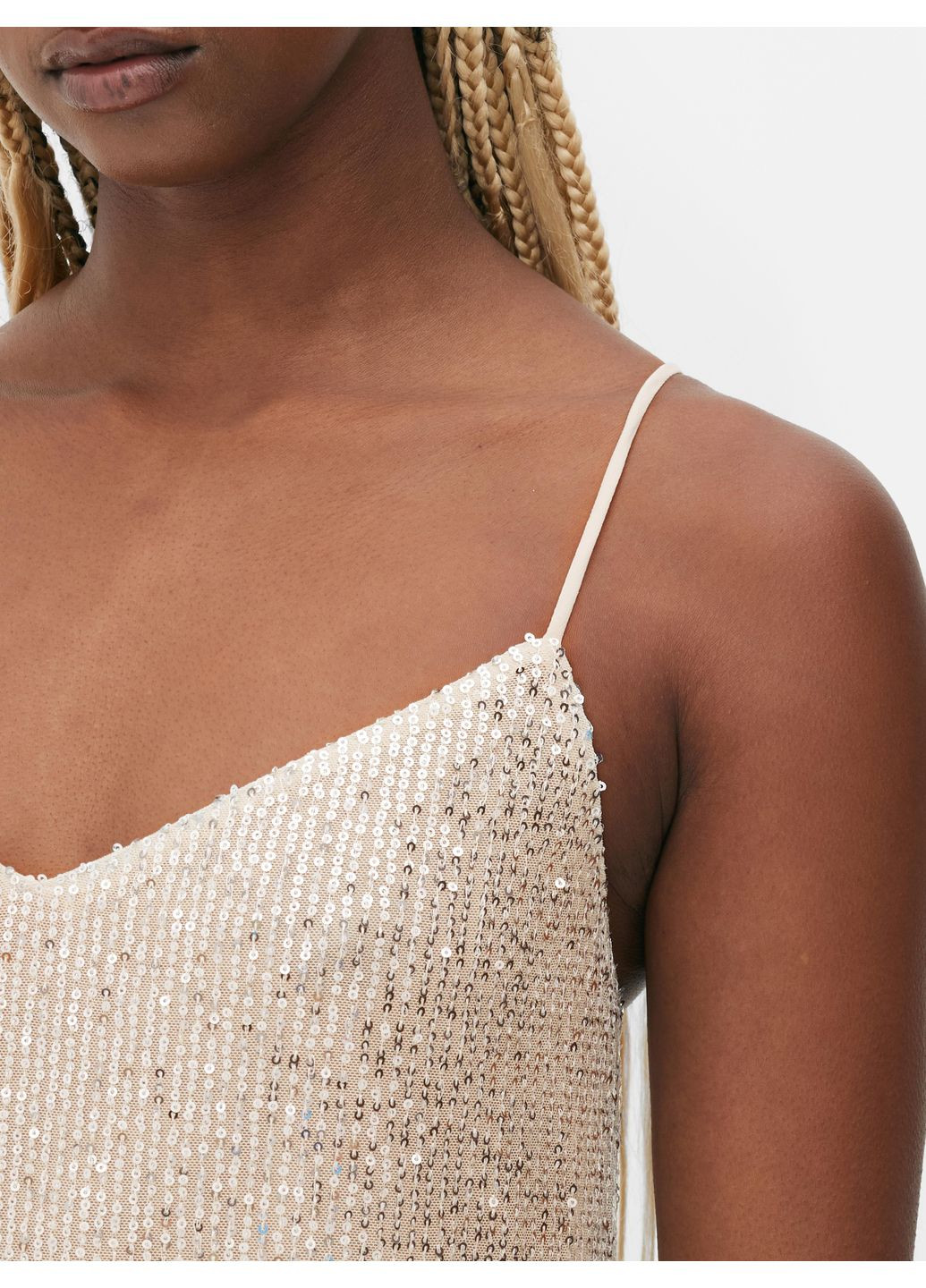 Бежева вечірня сукня,бежевий-сріблястий, Primark