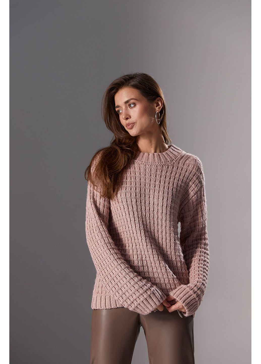 Пудровий светр з натуральної вовни 2757 Triko Bakh