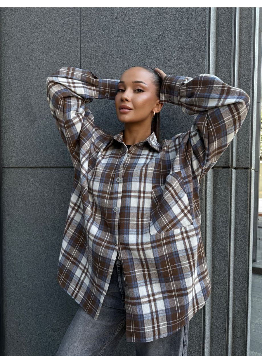 Коричневая повседневный, вечерний, классическая, кэжуал рубашка в клетку Asi.Store.ua с длинным рукавом