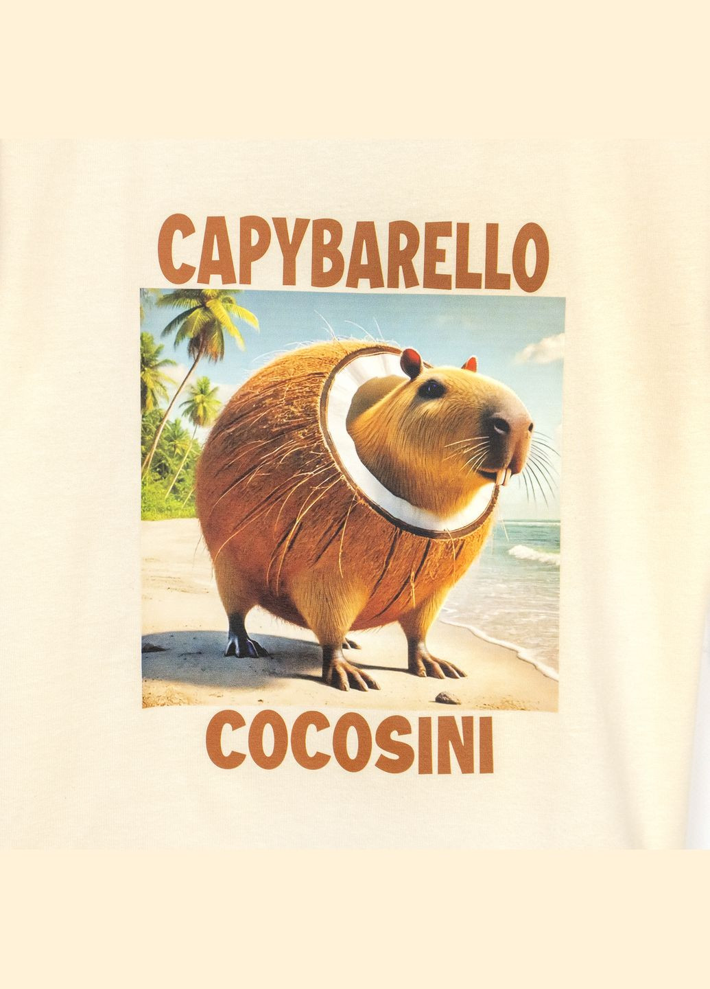 Бежева демісезонна футболка дитяча з принтом capybarello cocosini dexter's