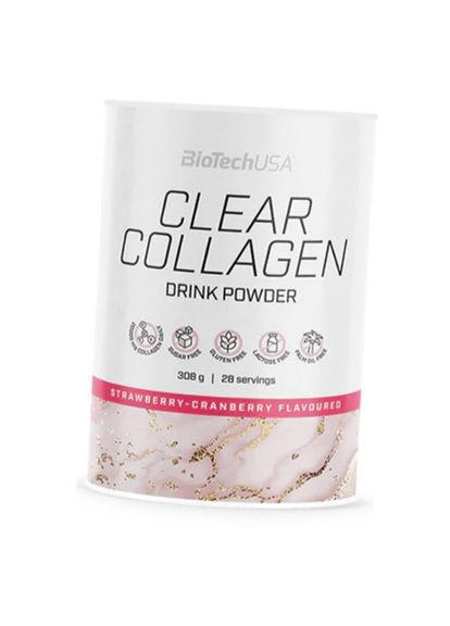 Гідролізований колаген, Clear Collagen Drink Powder, BioTech (USA) 308г Клубника-клюква (68084005) Biotechusa (322730652)