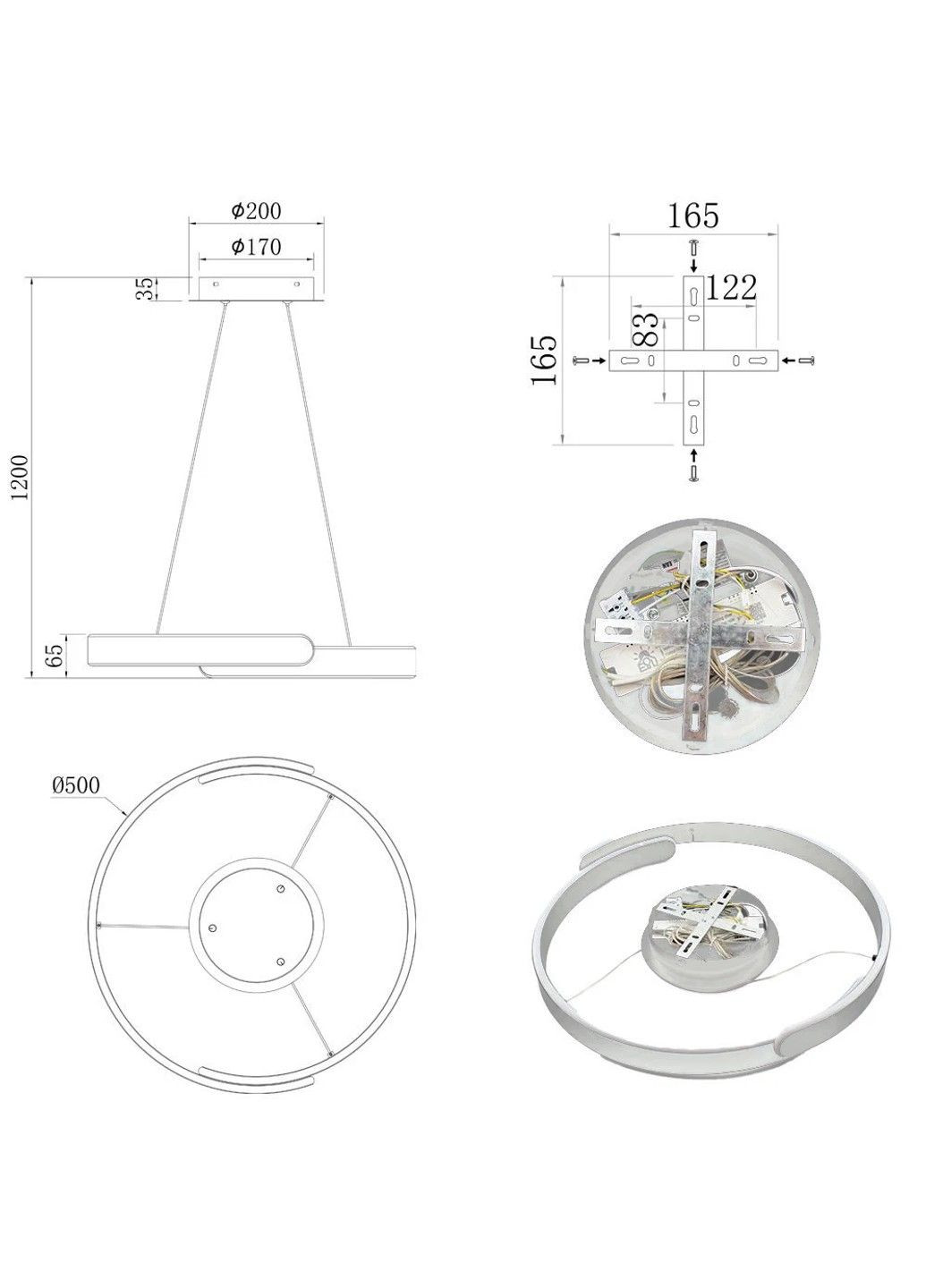Смарт люстра управляемая светодиодная подвесная HIPPO 90 Вт 500x1200 мм Белая ESLLSE (338618063)