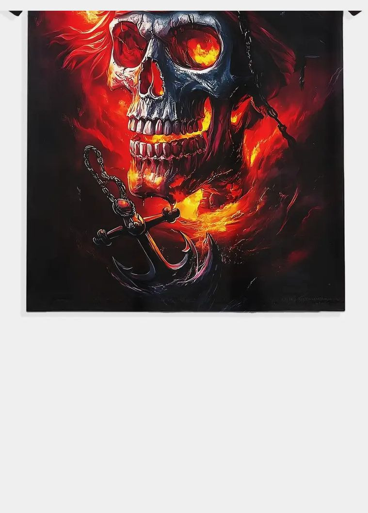 Комбинированная футболка мужская 3d принт череп капитана пиратов в огне термо дышащая летняя xl 54 No Brand