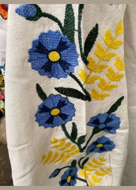 Белая блузка вышиванка василька белая You Best (293057497)