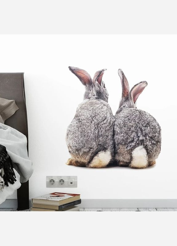 Вінілові наклейки на стіну Два зайця кролика вигляд ззаду (лист 30 х 32 см) б376-5 No Brand (302241812)