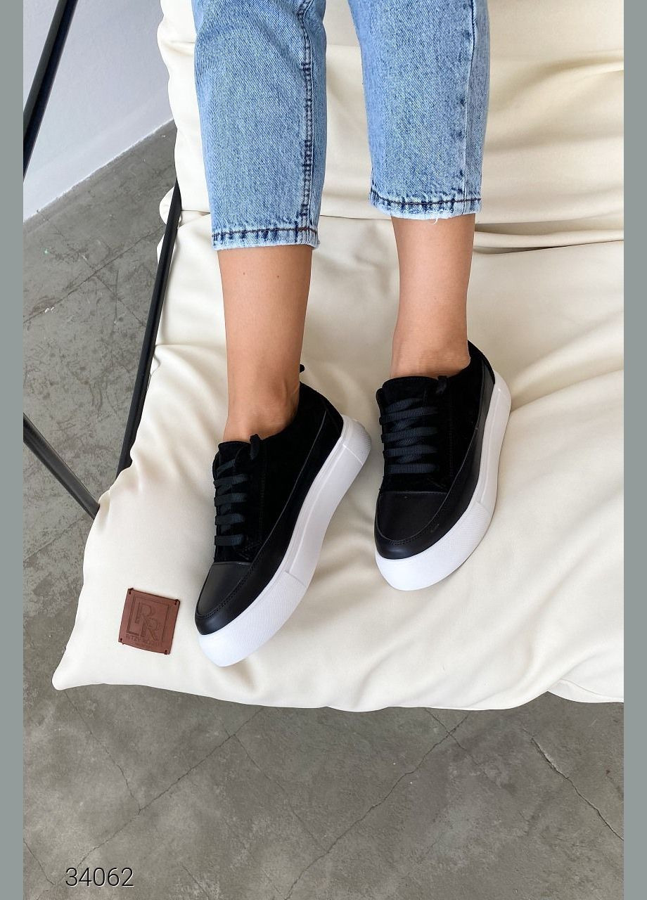 Чорні кеди на високій підошві з натуральних матеріалів Liton