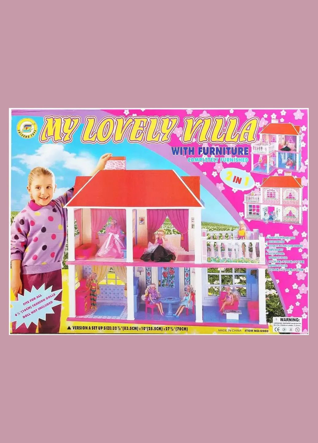 Будиночок для ляльок 2-х поверховий з меблями 62*10*48 см Shantou (348109062)