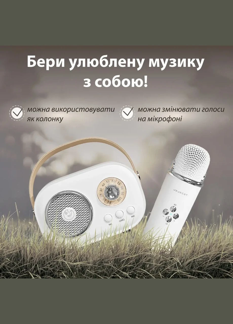 Колонка портативна з мікрофоном C-20 BT/TF/USB/FM 5 Вт Білий C20W Pulse (326066874)