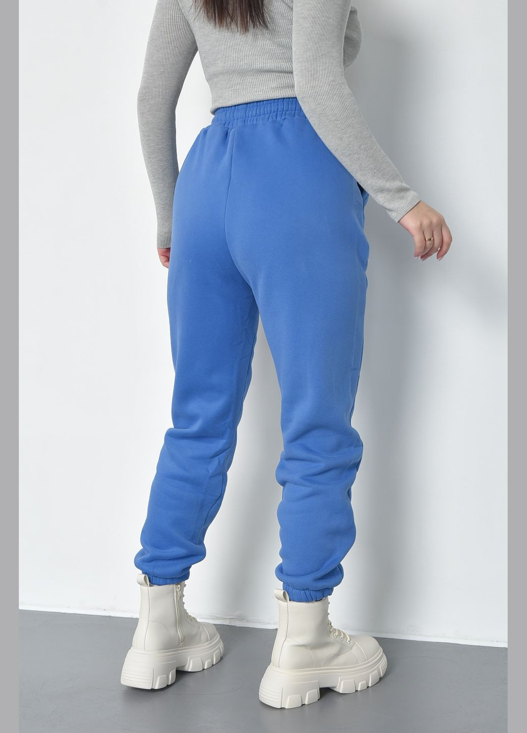 Спортивные штаны женские на флисе синего цвета Let's Shop (285779394)