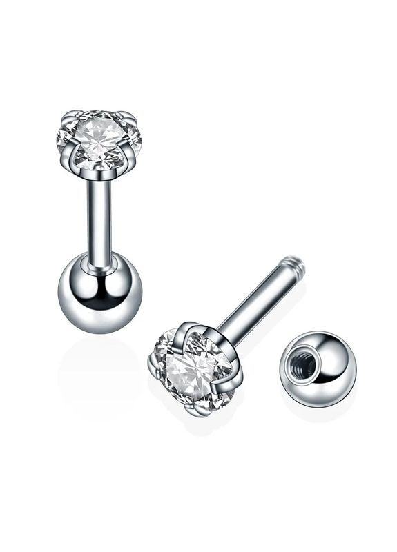 Сережки-гвоздики із сталі з цирконом кристалом сережки штанги 1шт No Brand (339104061)