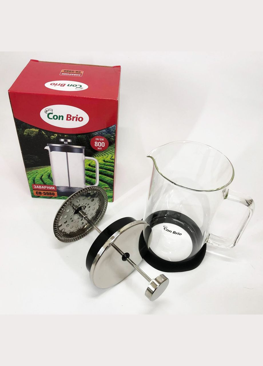Стильний скляний чайник для заварювання CB-5980 800 мл, Заварочник KA-120 для кухні Con Brio (349512071)