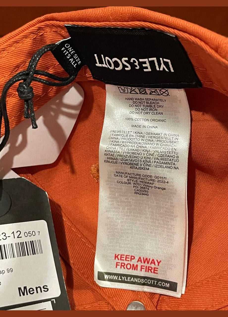 Кепка унисекс бейсболка Lyle & Scott Baseball Cap - Victory Orange (302244529)