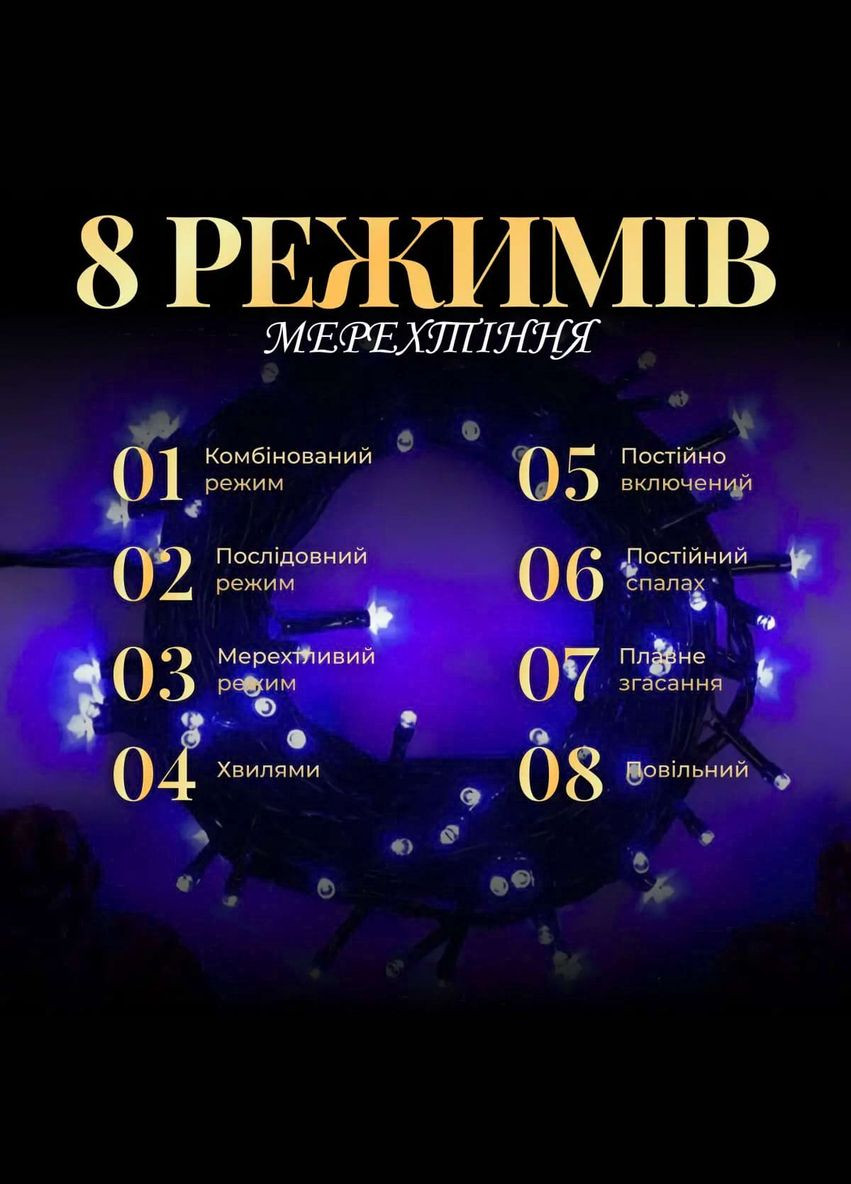 Гірлянда Нитка 161 LED довжина 14 метрів, синій GarlandoPro (316475322)