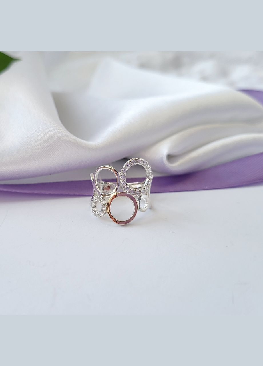 Срібна каблучка Кола із золотою пластиною розмір срібло 925 проби 622 3.09г No Brand (306743270)