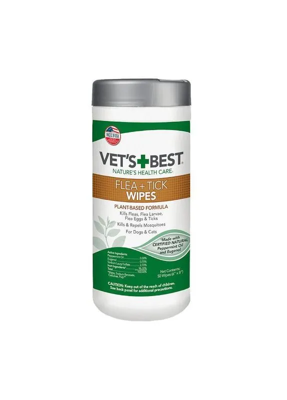Flea Tick Wipes (Ветс Бест Флеа Тик Вайпс) влажные салфетки от блох, клещей и насекомых для собак Vet's Best (297567189)