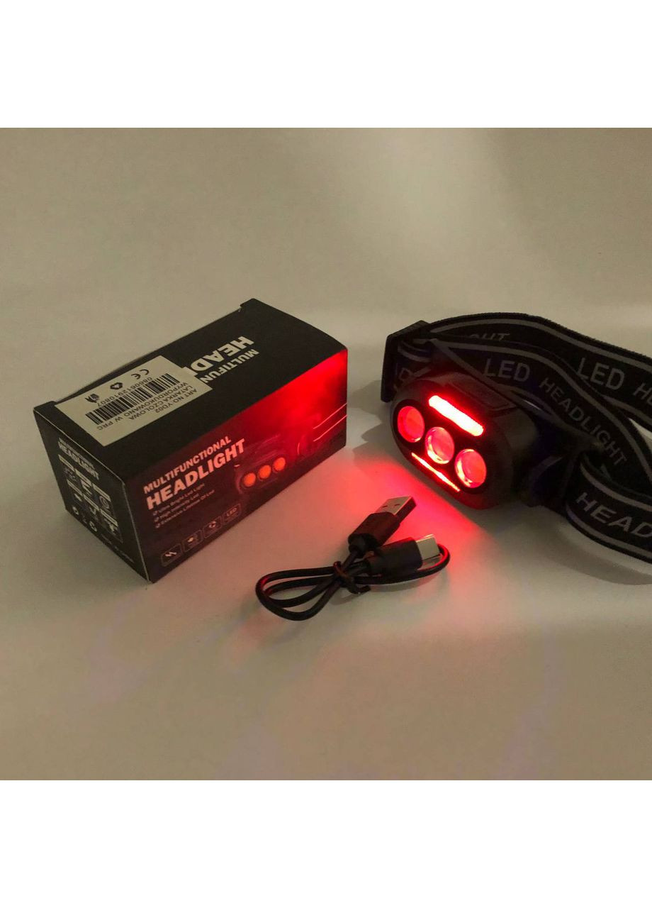 Налобник туристический YD02-COB (White+red+blue), Мощный аккумуляторный CQ-953 налобный фонарик Bailong (351486004)