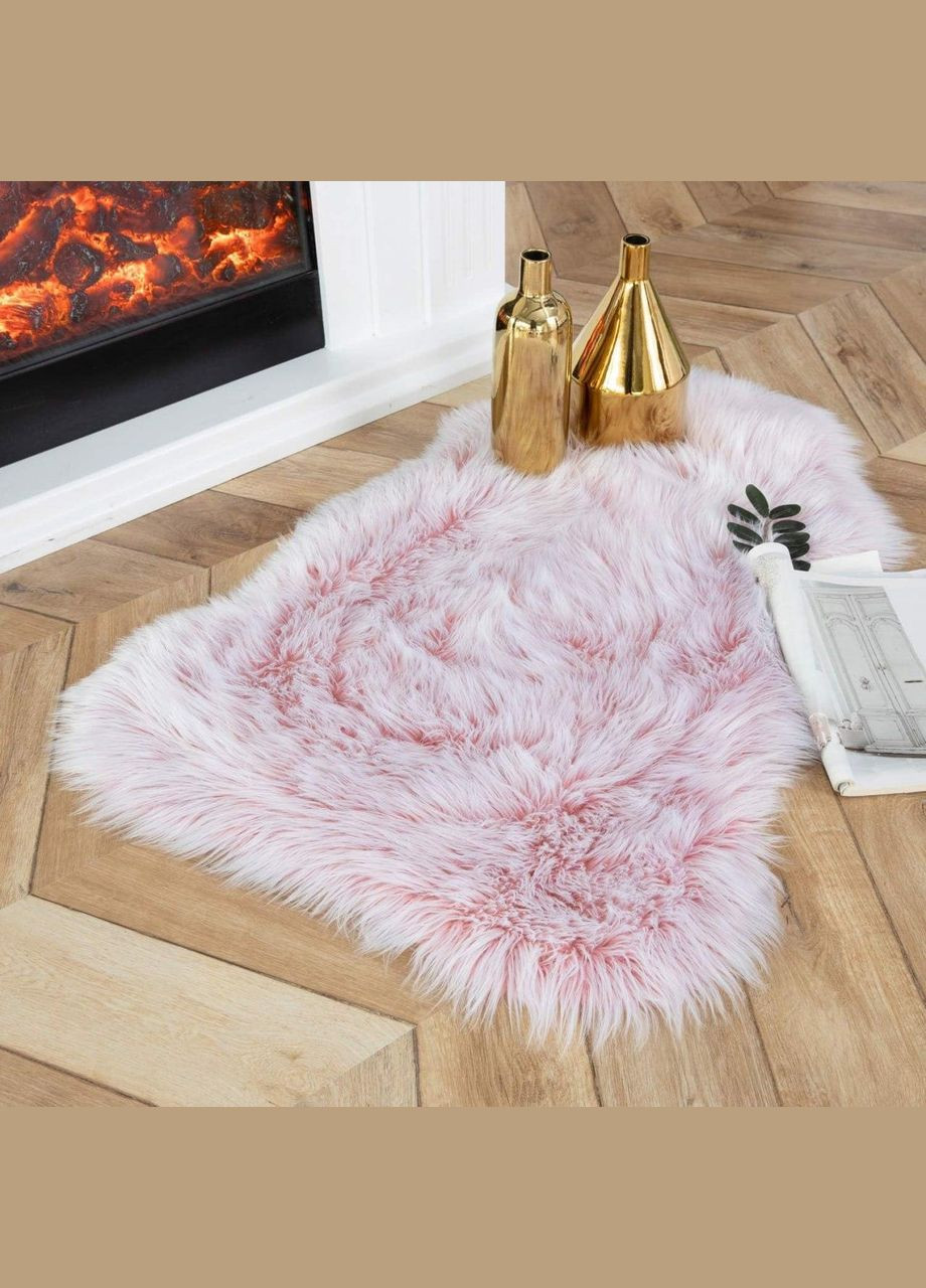 Хутряний килим з довгим ворсом 60х90 Рожевий (П4К-am-kovr-mishka-004) No Brand (323160734)