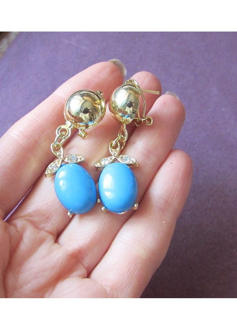 Голубые элегантные нарядные серьги, 2449-2 No Brand (350936879)