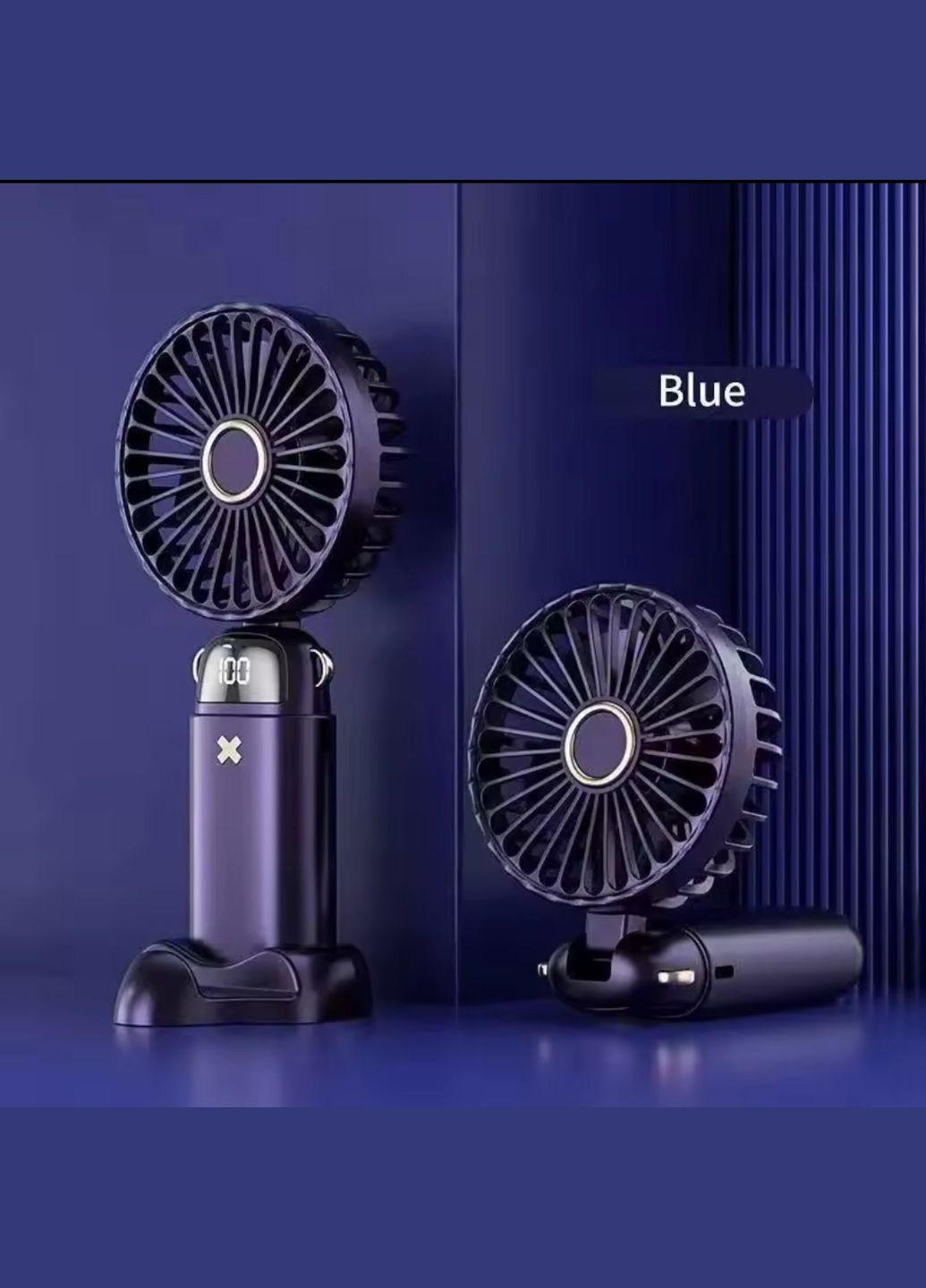 Портативний міні-вентилятор з акумулятором та USB-зарядкою (СИНІЙ) No Brand (340916670)