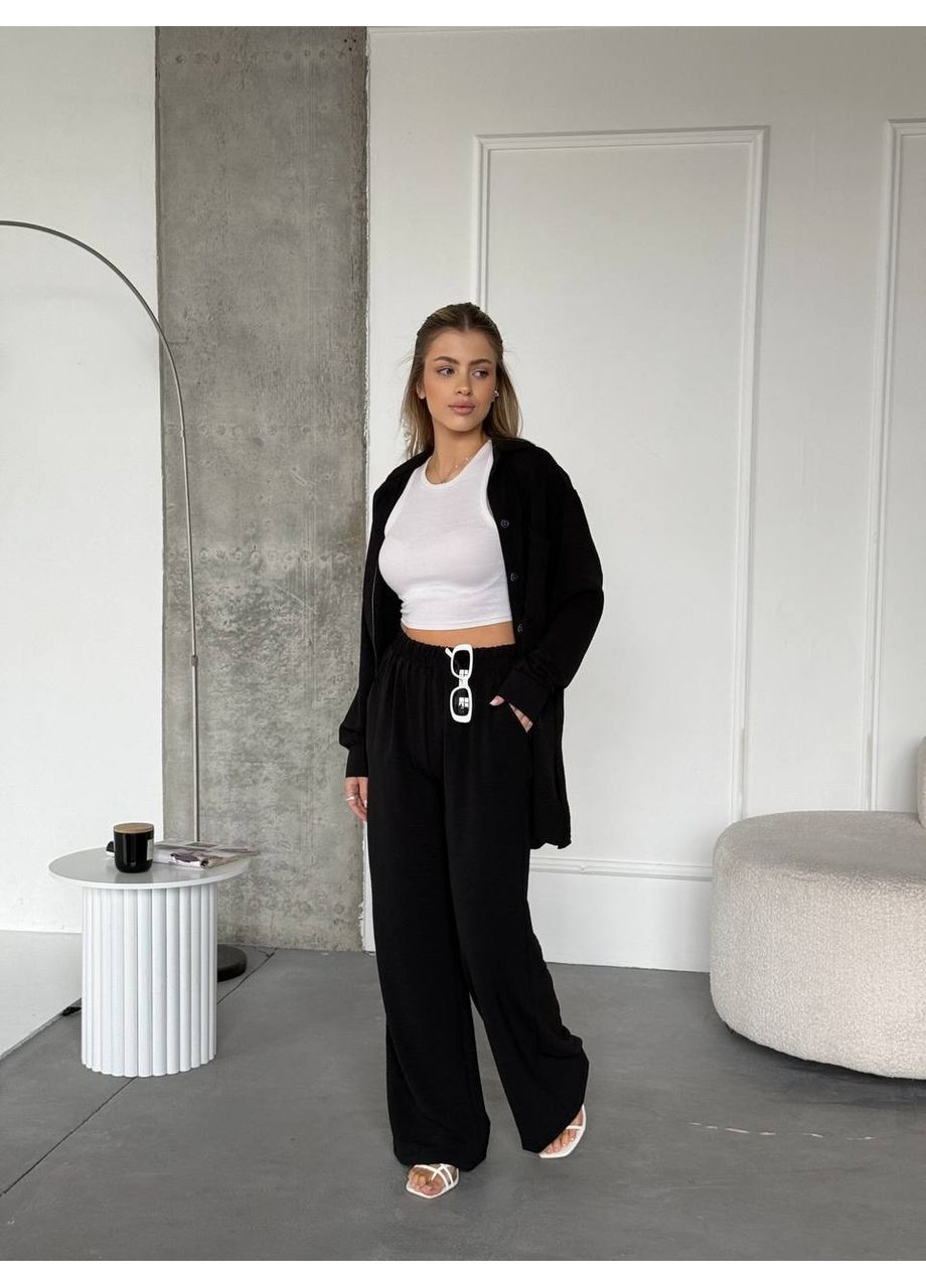 Костюм в свободном стиле рубашка и брюки американская креп жатка Україна (351486552)