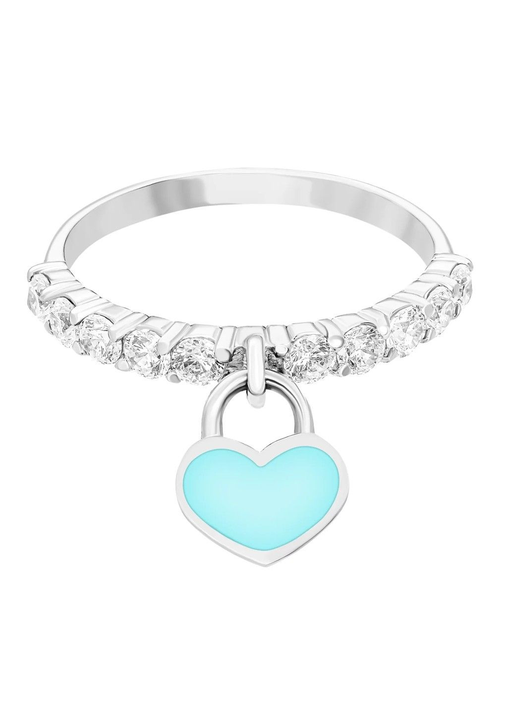 Серебряное кольцо с бирюзовой эмалью Нежное сердце 18,5р UMAX (291883898)