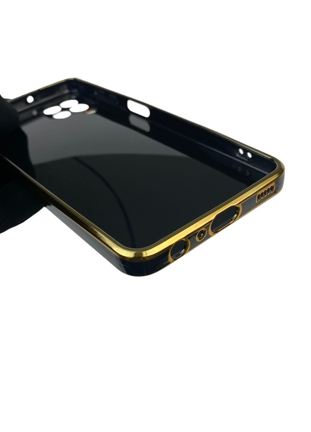 Чохол для Galaxy M22 4G (SM-M225F) з кільцем-підставкою із золотою окантовкою на самсунг м22 чорний gs1 Samsung (366232010)