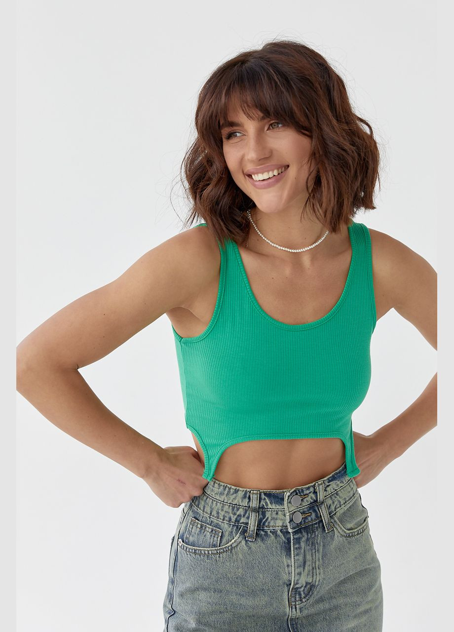 Жіночий топ у рубчик з оригінальним низом Liton (296909004)