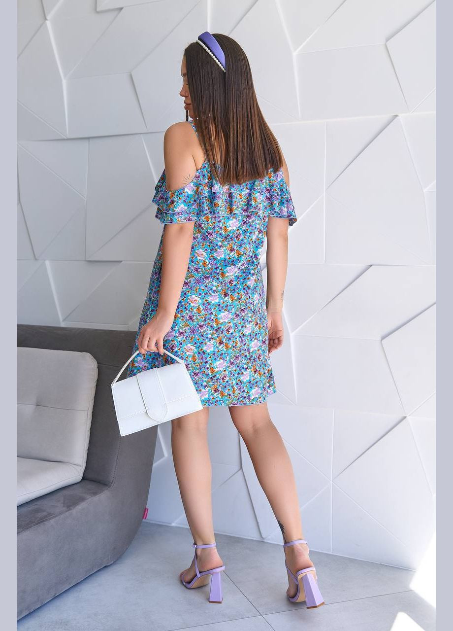 Голубое повседневный, кэжуал, коктейльное, откровенный стильное яркое платье с открытыми плечами No Brand