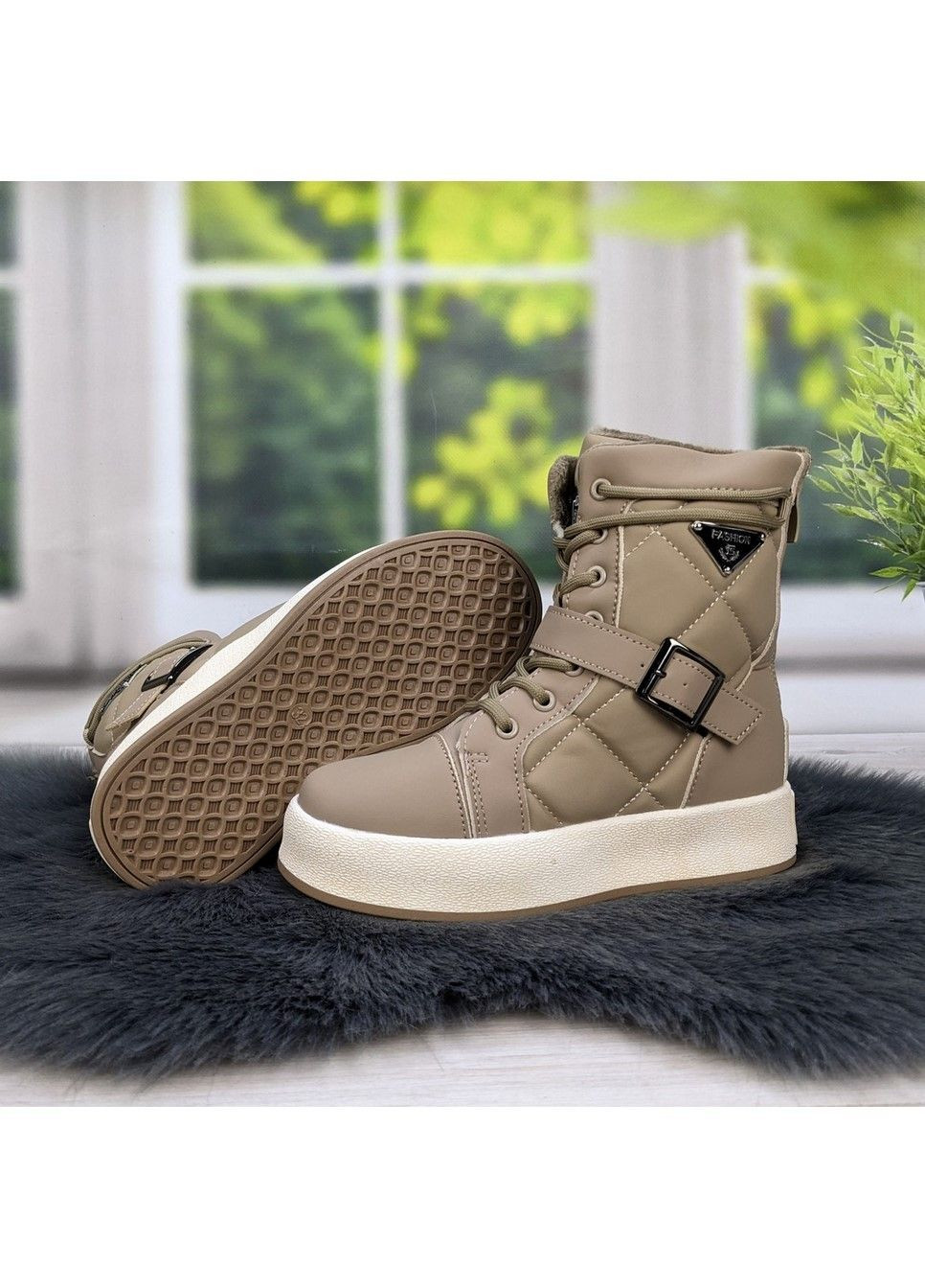 Бежевые повседневные зимние ботинки подростковые зимние для девочки Jong Golf