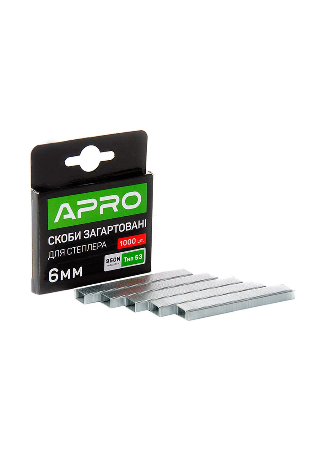 Скоби для будівельного степлера гартовані 6 x 11,3 x 0,7 мм для дерева (1000 шт.) Apro (332203510)