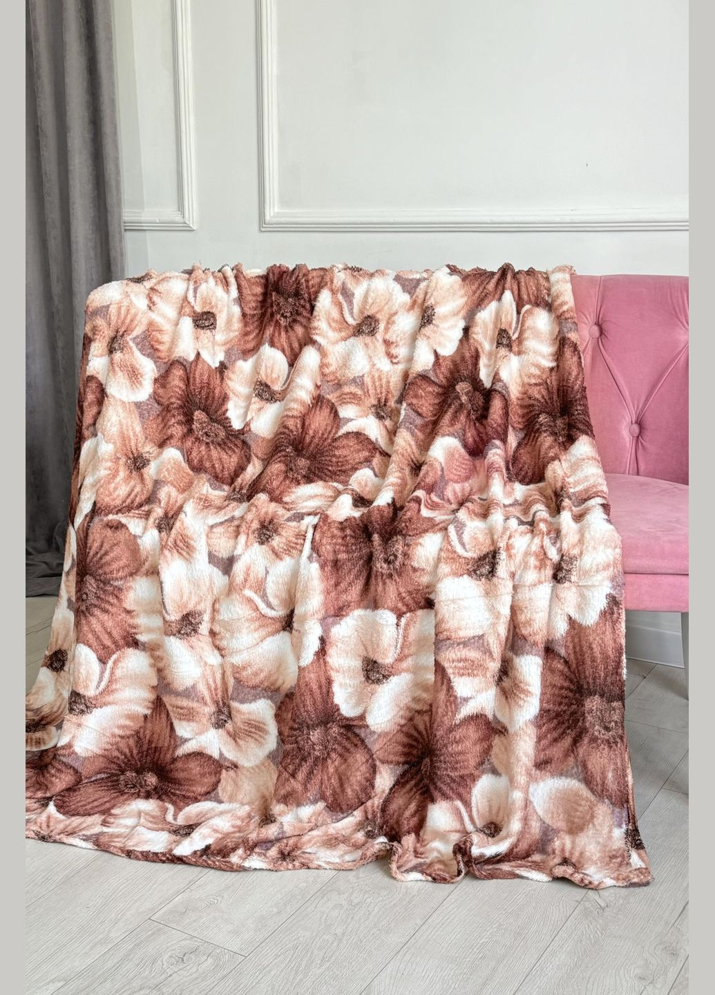 Плед коричневого кольору з принтом розмір 200*230 Let's Shop (301764178)