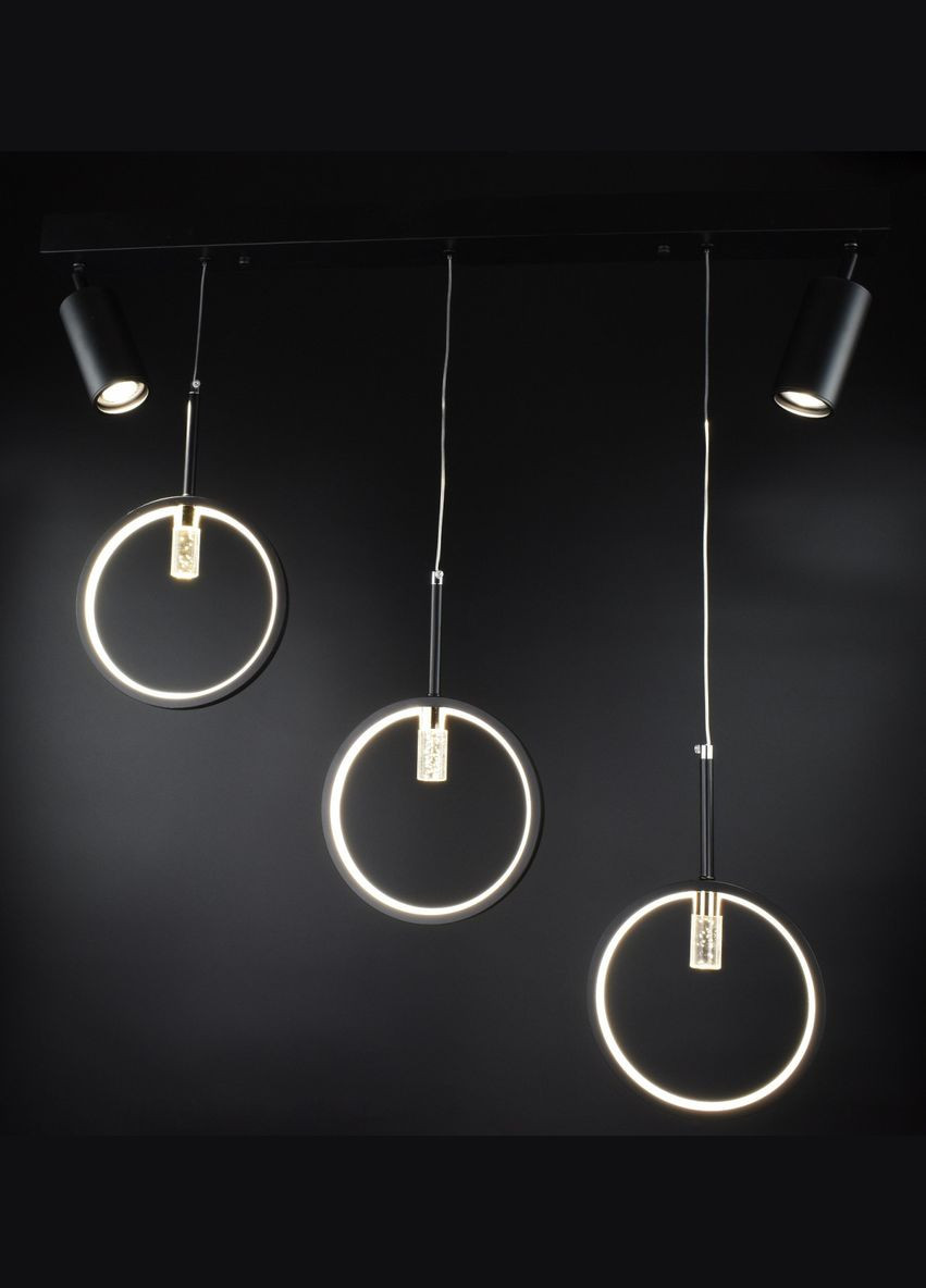 Люстра светодиодная потолочная LED светильник для квартиры на потолок лэд 26835 Черный 30-150х6х80 см. Sunnysky (364753147)