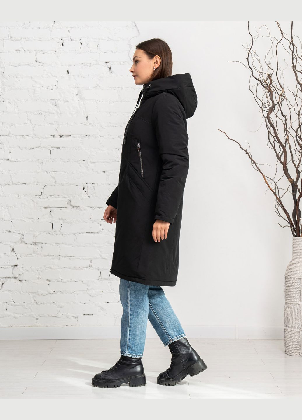 Чорна зимня парка жіноча зимова SK