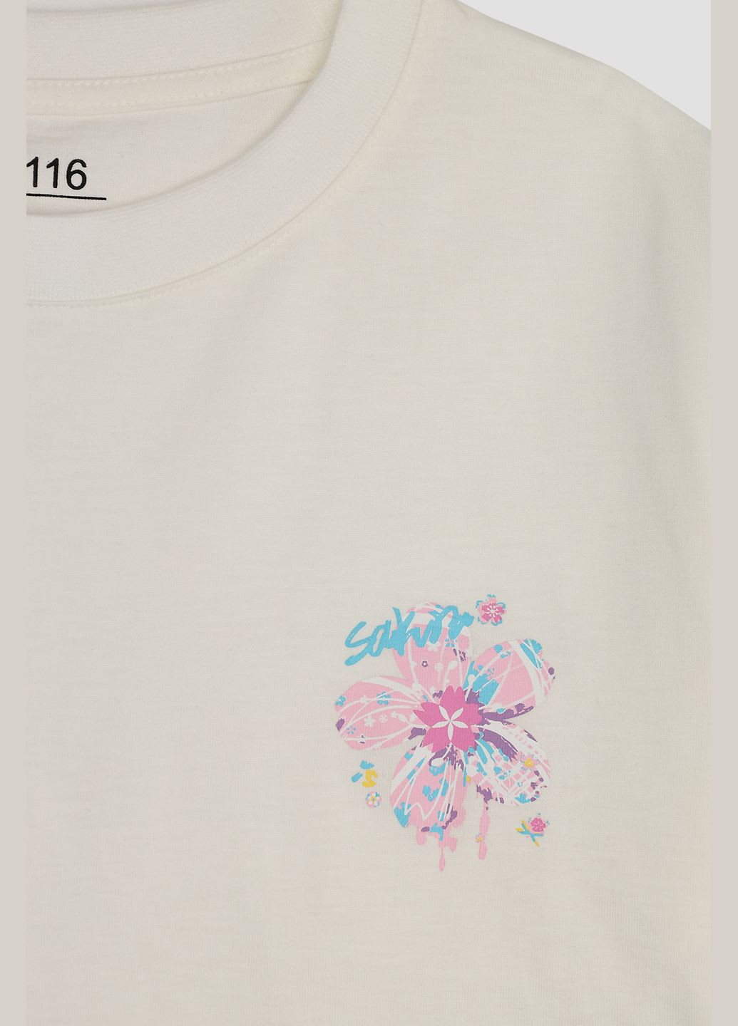 Молочная летняя футболка с коротким рукавом для девочки цвет молочный cb-00271758 Yuki