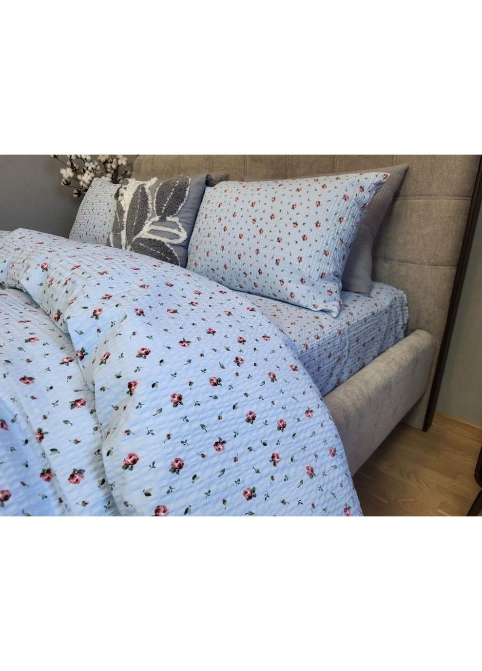 Постільна білизна з резинкою Крапо, ранфорс гофра (жатка) Сімейний розмір, наволочки 50/70 No Brand (364220100)