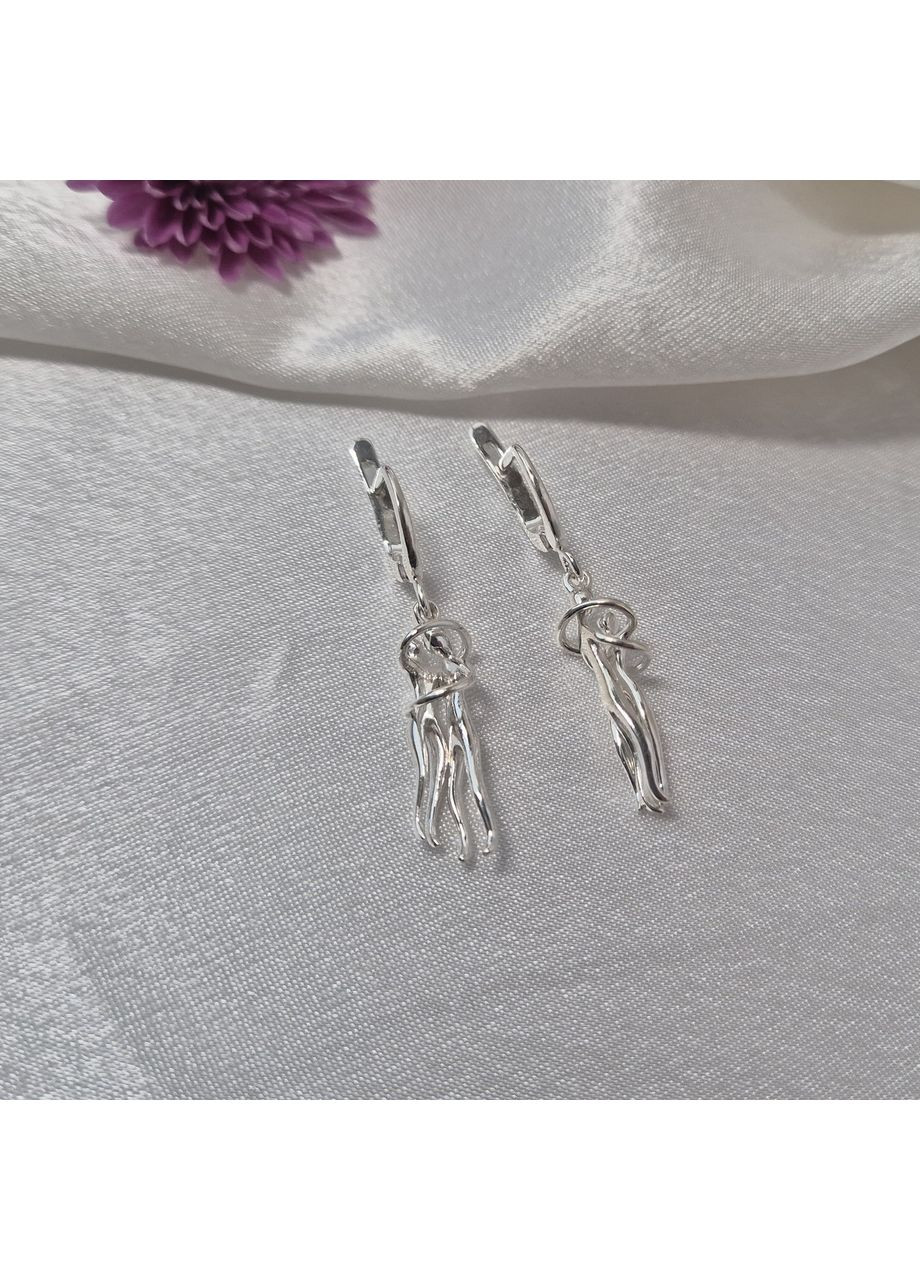 Срібні сережки без каменів Закохана пара Тет а Тет срібло 925 проби 2518с 5.24г Nobrand (370438593)