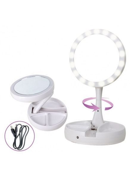 Складане дзеркало для макіяжу кругле збільшувальне 10x з Led-підсвіткою My Fold Away білий Mirror (313110035)