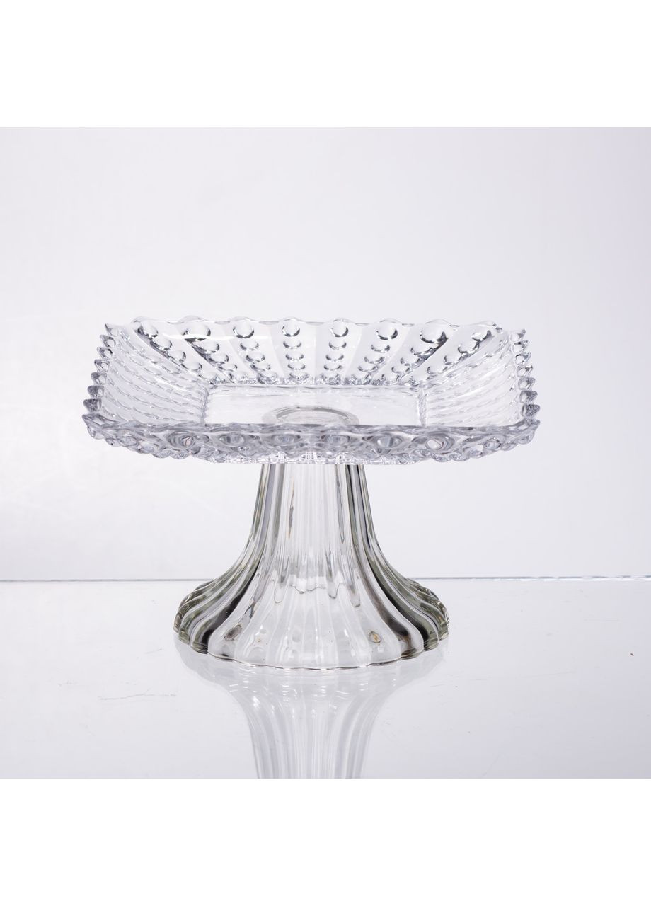 Тортівниця скляна квадратна на ніжці, 16×16 см 64486-17 (A-046940) Yiwu (370381858)