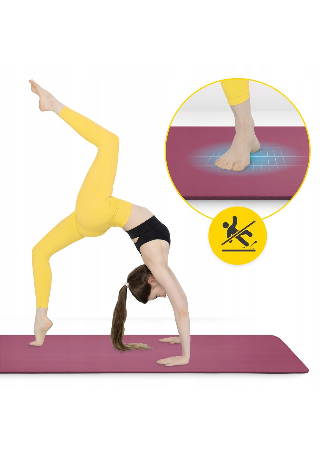 Коврик (мат) спортивный NBR 180 x 60 x 1.5 см для йоги и фитнеса Burgundy (P-5905973406710) 4FIZJO (349650190)