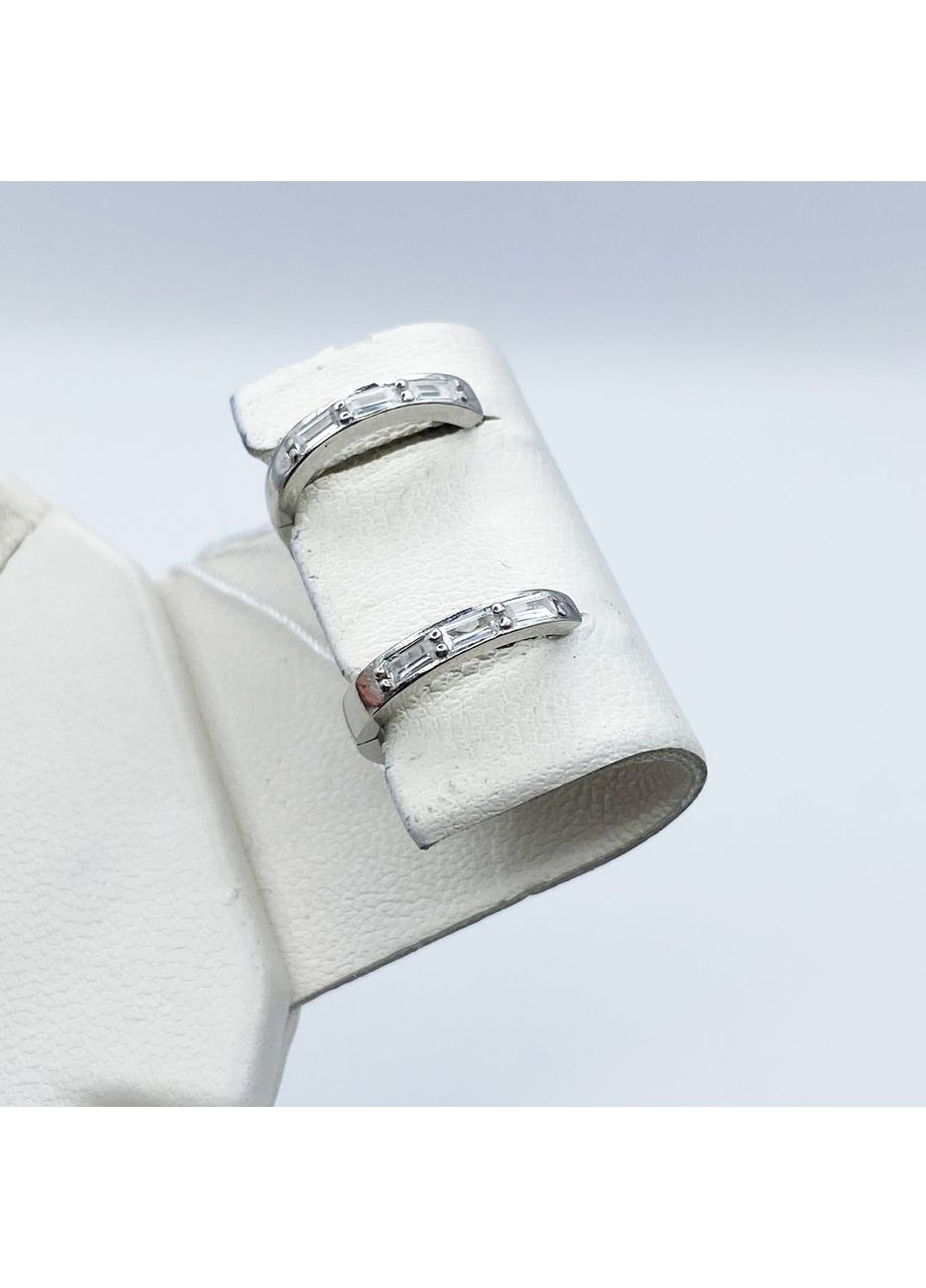 Сережки-кільця срібні з кубічним цирконієм 2,3 г No Brand (369737374)