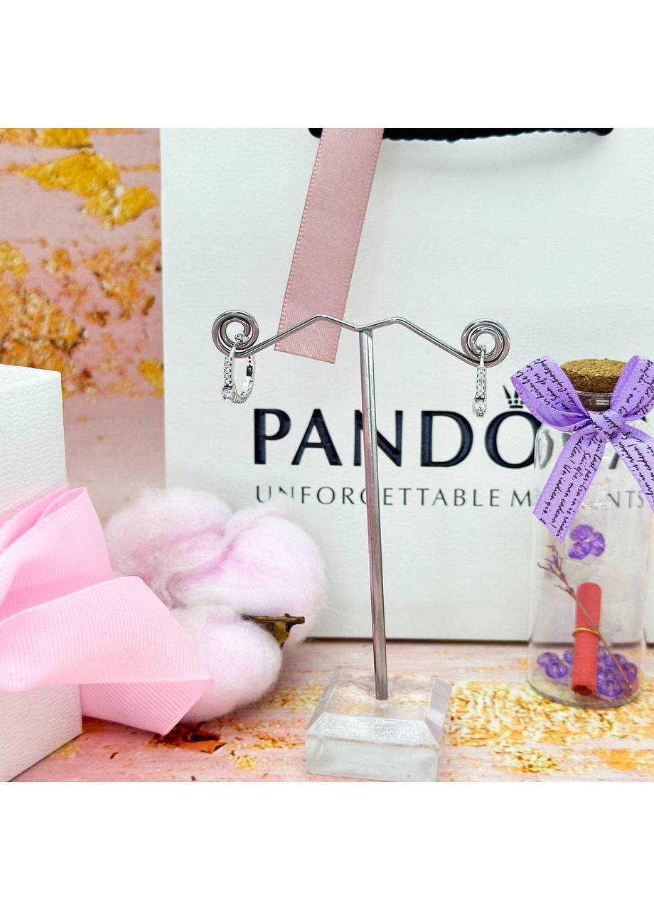 Серебряные серьги с бриллиантами "Блестящие хупы" 299406C01 Kabluchka (355345765)